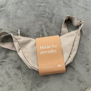 NEW July Everyday Canvas Crescent Crossbody Purse Bag Beige